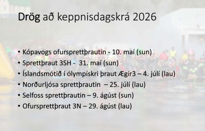 Drög að keppnisdagskrá 2026