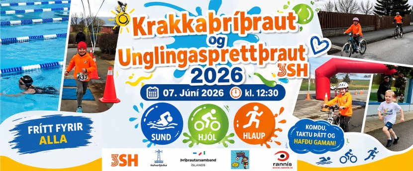 Hin frábæra Krakka og unglinga sprettþraut 3SH verður 7. júní